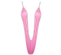 Nimiya Femme Maillot de Bain 1 Piece Bikini Femme Lingerie Nuit Jockstrap Ouvert Fesse Sexy Body String Plage Vacances Été Costume Natation Piscine Mankini Soirée Swimwear Rose Taille Unique