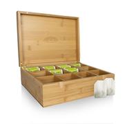 NIMMA - Boîte à thé en bois avec fermeture magnétique - Compatible avec Pickwick, Lipton et bien d'autres marques - Compartiments extra-larges (1, Marron, 12 Compartiments)