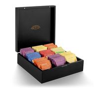 NIMMA Boîtes à thé - Boîte à thé en Bois avec Fermeture magnétique - Convient pour Pickwick, Lipton & Plus - Noir - Compartiments Extra Larges pour sachets de thé et thé en Vrac (9 Compartiments)