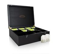 NIMMA Boîtes à thé - Boîte à thé en Bois avec Fermeture magnétique - Convient pour Pickwick, Lipton & Plus - Noir - Compartiments Extra Larges pour sachets de thé et thé en Vrac (12 Compartiments)