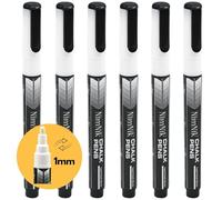 NIMNIK Marqueurs à Craie Blanche Pour Vitres de Voitures - Pointe Fine 1 Mm - Craie Liquide Effaçable à Sec - Lot de 6 Pour Miroir et Fenêtre
