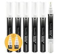 NimNik Marqueurs Craie Liquide Blanche Pour Miroir De Voitures - Marqueurs à Craie Liquide Marqueurs Effaçables - Pointe Biseautée Réversibles De 6mm - 6 Pack Marqueurs De Fenêtre Pour Voitures