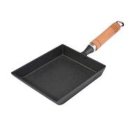 Nimoa Pot Tamagoyaki, Poele Oeuf au Plat, Poêle à Omelette Japonaise en Fonte avec Poignée en Bois pour les Crêpes aux œufs Tamagoyaki
