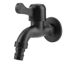 Nimoa Robinet de Machine à Laver, Noir d'acier 304 Inoxydable Robinet Froid Simple à Ouverture Rapide en Alliage Bec 4 Points Robinet d'eau de Jardin Bâti de Mur pour Salle de Bains (Machine à Laver)