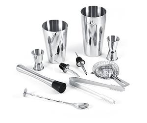 Nimomo 10 Pcs Cocktail Set Bar Kit Set, Ensemble Shaker à Cocktails, Durable en Acier Inoxydable Pince Glace Mélange Cuillère Verseurs Outils