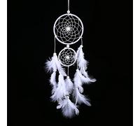 Nimomo Attrape-rêves blanc de style bohème avec perles et plumes véritables