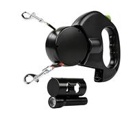 Nimomo Laisse pour Chien, Automatique Double Rétractable Chien 1 Remorquage 2 avec Lampe de Poche et Distributeur Sacs