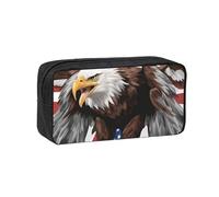 NImongt Aigle avec imprimé drapeau américain unisexe grande capacité papeterie accessoire bureau voyage organisateur pochette