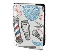 NImongt Barber Shop Portefeuille de voyage élégant imprimé monochrome pour homme et femme 14 cm, Noir , Taille unique