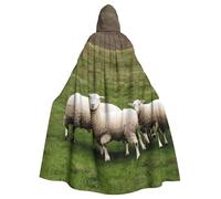 NImongt Cape à capuche unisexe avec imprimé agneaux et moutons pour cosplay, carnaval, sorcière