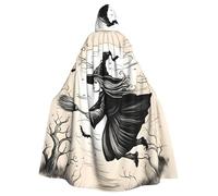 NImongt Cape à capuche unisexe avec imprimé sorcière pour Halloween, carnaval, fête sur le thème des sorcières