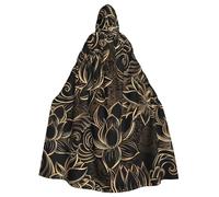 NImongt Cape à capuche unisexe bohème avec imprimé fleurs de lotus dorées pour cosplay, carnaval, sorcière