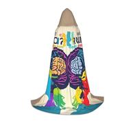 NImongt Cape à capuche unisexe pour carnaval imprimé cerveau gauche et droit pour festival, célébrations