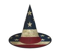 NImongt Chapeau de sorcière unisexe avec imprimé drapeau américain pour adolescents, fêtes, carnavals et cosplay