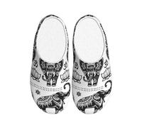 NImongt Chaussons d'intérieur lavables avec motif éléphant bohème pour homme et femme, chaussures d'hôtel élégantes pour invités