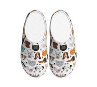 NImongt Chaussons d'intérieur lavables avec visages de chat et de chien, bouledogue, beagle, labrador, pour homme et femme, chaussures d'hôtel élégantes pour invités