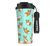 NImongt Corgi Tasse à café en acier inoxydable avec imprimé chien mignon pour boissons chaudes et froides Utilisation quotidienne Bureau Voyage