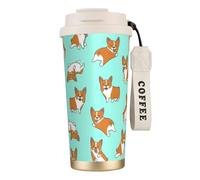 NImongt Corgi Tasse à café en acier inoxydable avec imprimé chien mignon pour boissons chaudes et froides Utilisation quotidienne Bureau Voyage