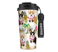 NImongt Corgi Tasse à café hawaïenne en acier inoxydable avec imprimé ananas pour boissons chaudes et froides Utilisation quotidienne Bureau Voyage
