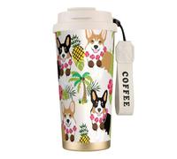 NImongt Corgi Tasse à café hawaïenne en acier inoxydable avec imprimé ananas pour boissons chaudes et froides Utilisation quotidienne Bureau Voyage