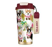 NImongt Corgi Tasse à café hawaïenne en acier inoxydable avec imprimé ananas pour boissons chaudes et froides Utilisation quotidienne Bureau Voyage