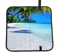 NImongt Coussin de chaise portable pliable avec imprimé plage et océan tropical blanc sable blanc