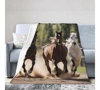 NImongt Couverture respirante en flanelle légère et douce pour la peau Motif trois chevaux qui courent