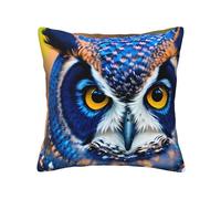 NImongt Housse de coussin carrée avec imprimé chouette bleue pour toutes les saisons