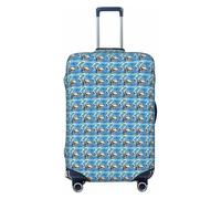 NImongt Housse de valise élastique universelle avec imprimé oiseau pélican bleu ciel marin accessoire vacances plage affaires voyage, Noir , M, Bagage à main