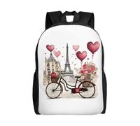 NImongt Love Paris Tour Café Vin Parfum Vélo Imprimé Cœur Sac à Dos Imperméable Unisexe Voyage Travail Extérieur Voyage Usage quotidien