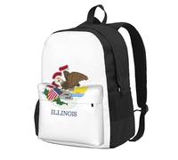 NImongt Sac à dos de grande capacité avec imprimé drapeau de l'État de l'Illinois pour adultes, voyage, école, travail, usage quotidien en plein air