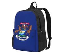 NImongt Sac à dos de grande capacité imprimé drapeau de l'État du Michigan pour adultes, voyage, école, travail, usage quotidien en plein air