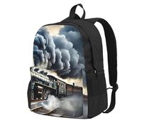 NImongt Sac à dos de grande capacité imprimé train à vapeur nuages pour adultes, voyage, école, travail, usage quotidien en plein air