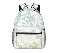 NImongt Sac à dos décontracté avec imprimé algues vertes et bleu marine - Pour voyage, activités de plein air - Confortable au quotidien - Randonnée à vélo