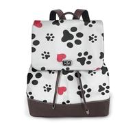 NImongt Sac à dos léger et polyvalent avec imprimé patte de chat, cœur et pattes de chiot, sac à dos tendance, décontracté, voyage, travail