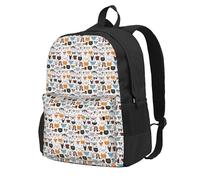 NImongt Sac à dos pour adulte avec visages de chat et de chien, bouledogue, beagle, labrador, résistant à l'eau, grande capacité pour la randonnée, le camping, les trajets et les pique-niques