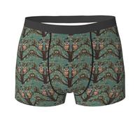 NImongt Slip respirant pour homme avec imprimé branches d'arbre et hibou, sous-vêtements extensibles confortables pour un usage quotidien actif, Noir , XL