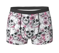 NImongt Slip respirant pour homme avec imprimé tête de mort floral - Sous-vêtements extensibles confortables pour un usage quotidien actif, Noir , L