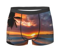 NImongt Slip respirant pour homme imprimé coucher de soleil plage sous-vêtements extensibles confortables pour un usage quotidien actif, Noir , L