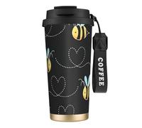 NImongt Tasse à café en acier inoxydable avec imprimé abeille pour boissons chaudes et froides, usage quotidien, bureau, voyage