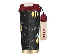 NImongt Tasse à café en acier inoxydable avec imprimé abeille pour boissons chaudes et froides, usage quotidien, bureau, voyage