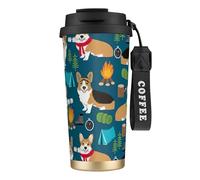 NImongt Tasse à café en acier inoxydable avec imprimé Corgi pour boissons chaudes et froides, usage quotidien, bureau, voyage