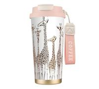 NImongt Tasse à café en acier inoxydable avec imprimé girafes mignonnes pour boissons chaudes et froides, usage quotidien, bureau, voyage