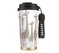 NImongt Tasse à café en acier inoxydable avec imprimé girafes mignonnes pour boissons chaudes et froides, usage quotidien, bureau, voyage