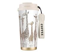 NImongt Tasse à café en acier inoxydable avec imprimé girafes mignonnes pour boissons chaudes et froides, usage quotidien, bureau, voyage