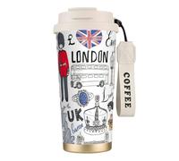 NImongt Tasse à café en acier inoxydable avec inscription « I Love London » pour boissons chaudes et froides, usage quotidien, bureau, voyage