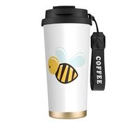 NImongt Tasse à café en acier inoxydable avec motif abeille pour boissons chaudes et froides, usage quotidien, bureau, voyage