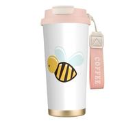 NImongt Tasse à café en acier inoxydable avec motif abeille pour boissons chaudes et froides, usage quotidien, bureau, voyage