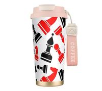 NImongt Tasse à café en acier inoxydable avec motif d'échecs pour boissons chaudes et froides, usage quotidien, bureau, voyage