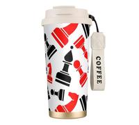 NImongt Tasse à café en acier inoxydable avec motif d'échecs pour boissons chaudes et froides, usage quotidien, bureau, voyage